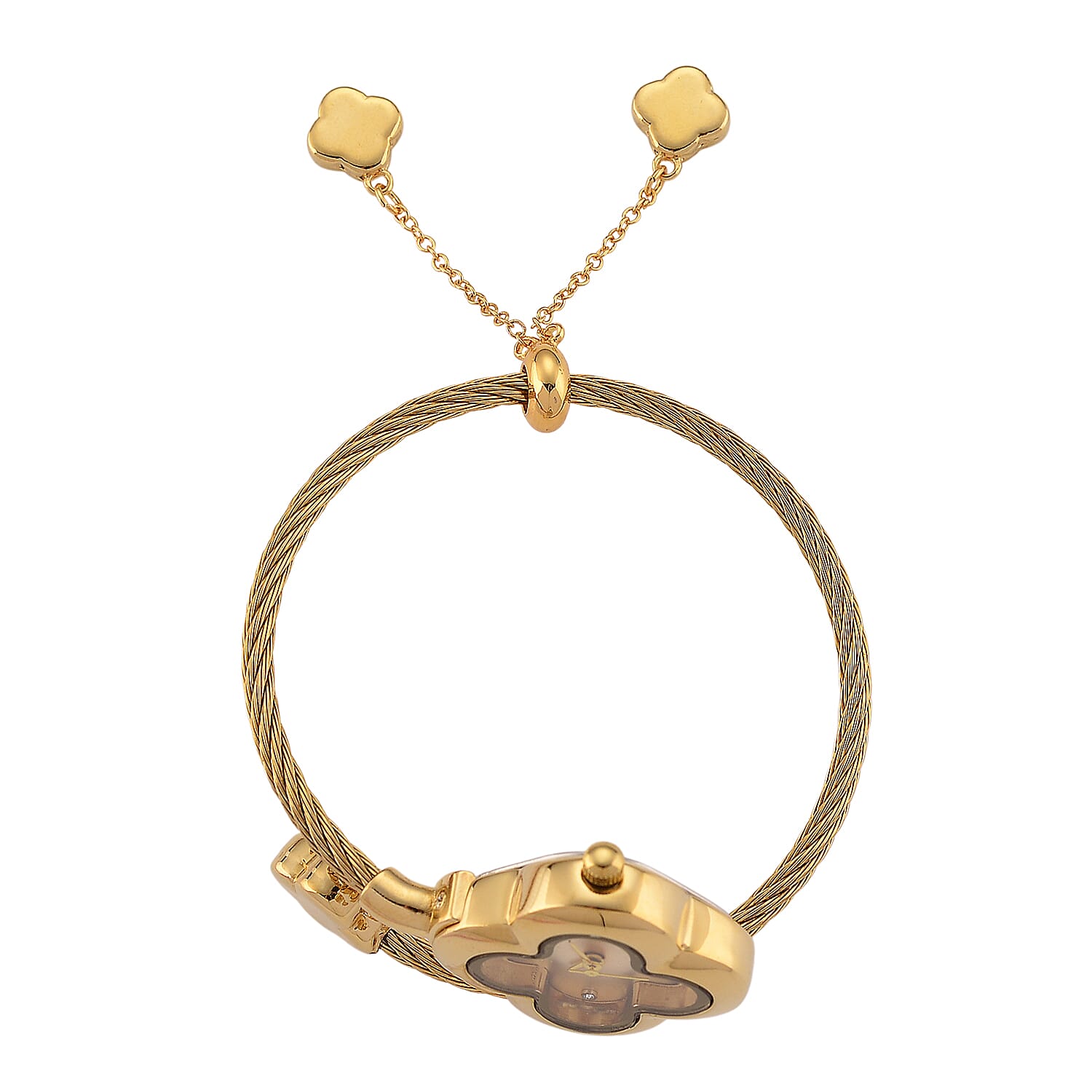 MAJESTY Japan Movement 3ATM Clover Design Sunshine dial Watch - Gold Tone