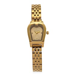 MAJESTY Quartz 7T35 Japan Movement 3ATM WR Gold Sunshine - Crystal Dial - Gold Case Ladies Watch with Gold Stainless Steel Strap