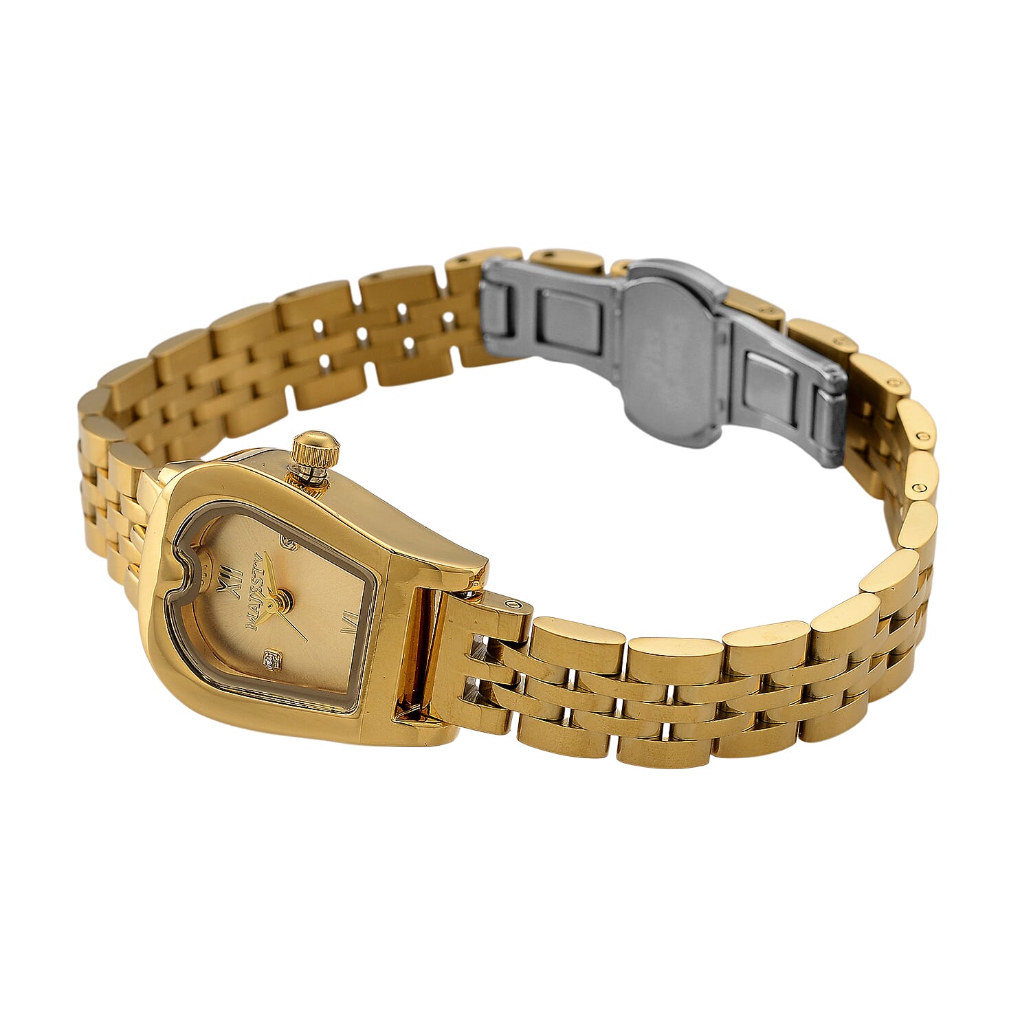 MAJESTY Quartz 7T35 Japan Movement 3ATM WR Gold Sunshine - Crystal Dial - Gold Case Ladies Watch with Gold Stainless Steel Strap