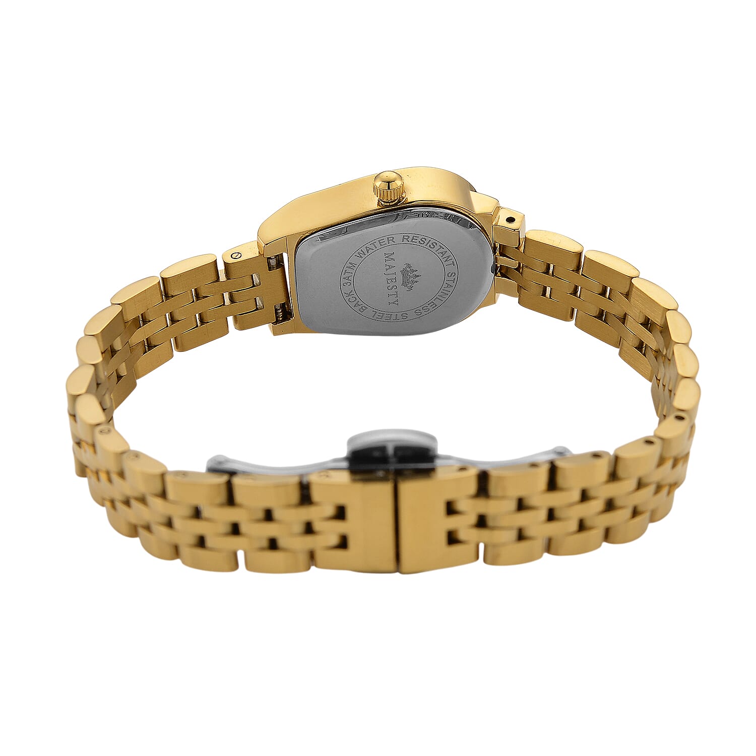 MAJESTY Quartz 7T35 Japan Movement 3ATM WR Gold Sunshine - Crystal Dial - Gold Case Ladies Watch with Gold Stainless Steel Strap