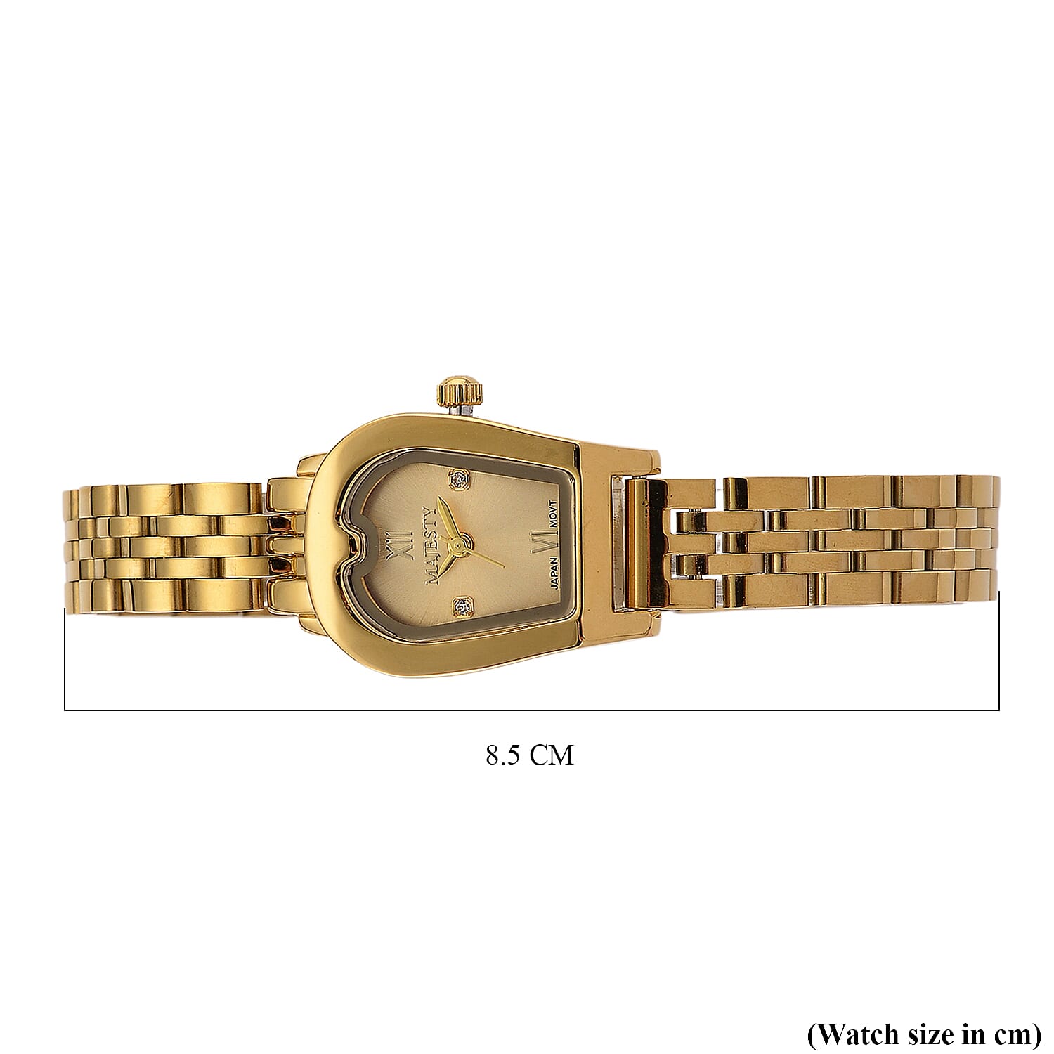 MAJESTY Quartz 7T35 Japan Movement 3ATM WR Gold Sunshine - Crystal Dial - Gold Case Ladies Watch with Gold Stainless Steel Strap