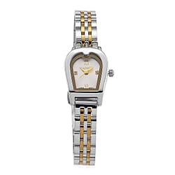 MAJESTY Quartz 7T35 Japan Movement 3ATM WR White Sunshine - Crystal Dial Ladies Watch with Two-Tone Stainless Steel Strap