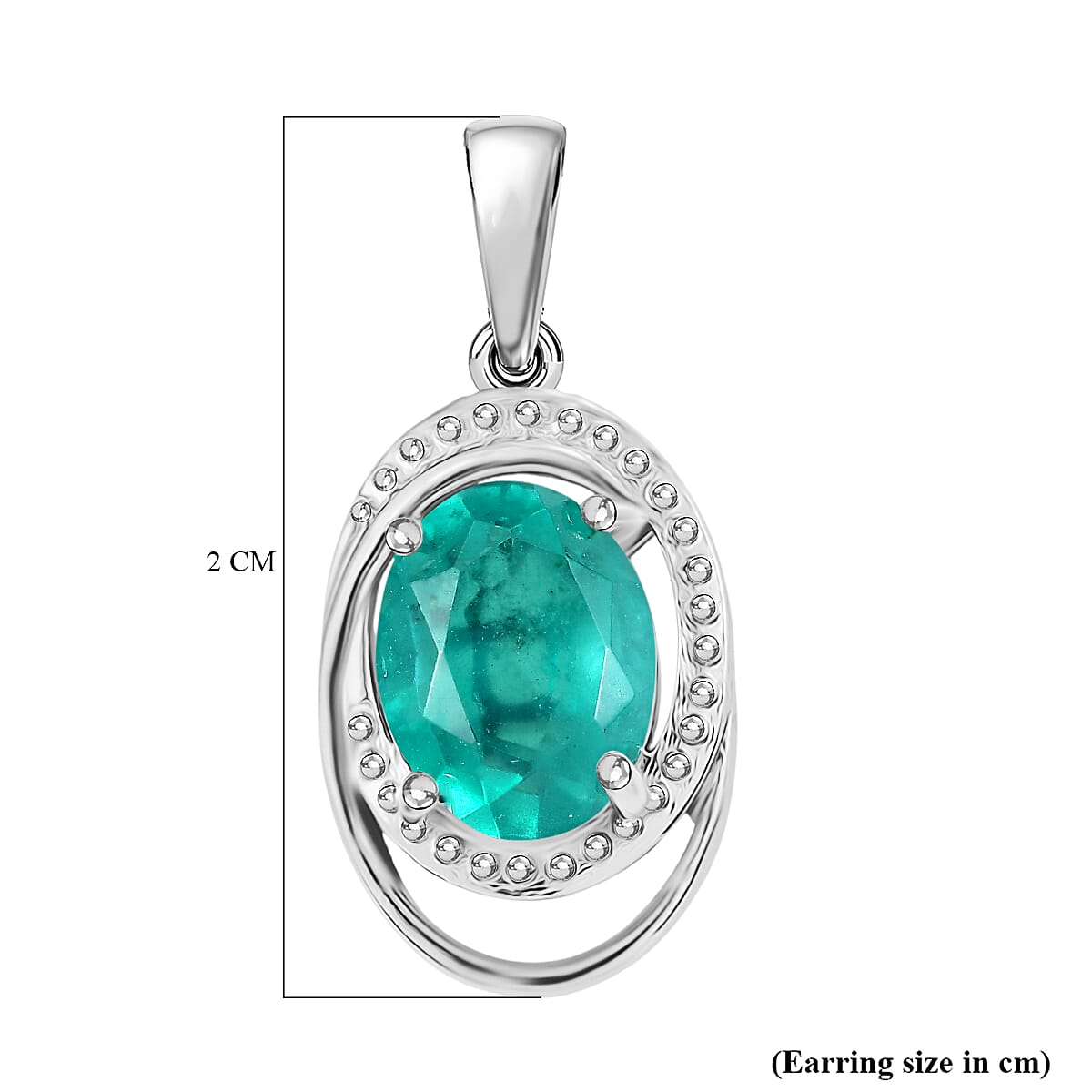 D'Joy, Emeraldine Triplet Quartz  Dangling Earring in Platinum Overlay Sterling Silver 3.35 ct  3.352  Ct.