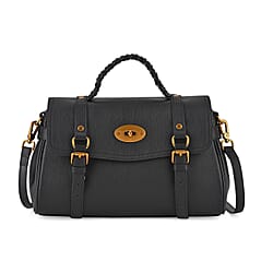 La Marey Signature Genuine Leather Satchel Bag - Blue