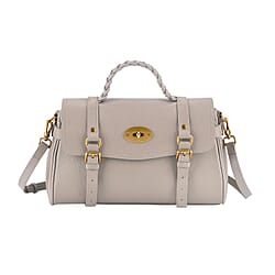 La Marey Signature Genuine Leather Satchel Bag - Blue