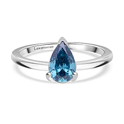 Luxuriant Lab Grown Blue Diamond Ring in Sterling Silver 1.000 Ct.