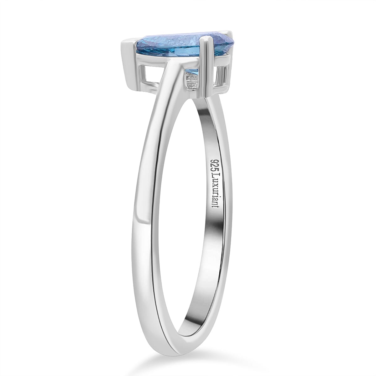 Luxuriant Lab Grown Blue Diamond Ring in Rhodium OverlaySterling Silver  1.000  Ct.