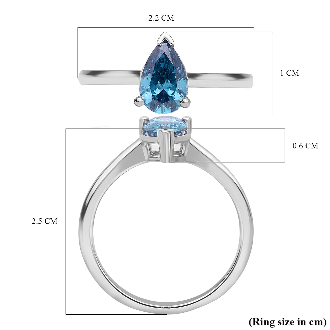Luxuriant Lab Grown Blue Diamond Ring in Rhodium OverlaySterling Silver  1.000  Ct.