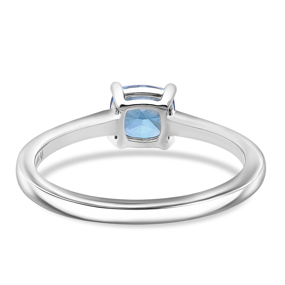 Luxuriant Lab Grown Blue Diamond (SI) Cushion Cut Ring in Rhodium Overlay Sterling Silver 1.00 Ct.