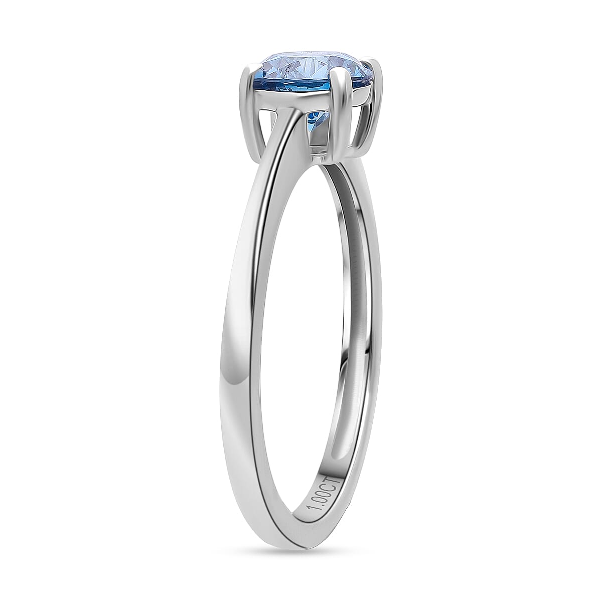 Luxuriant Lab Grown Blue Diamond (SI) Solitaire Ring in Rhodium Overlay Sterling Silver 1.03 Ct.