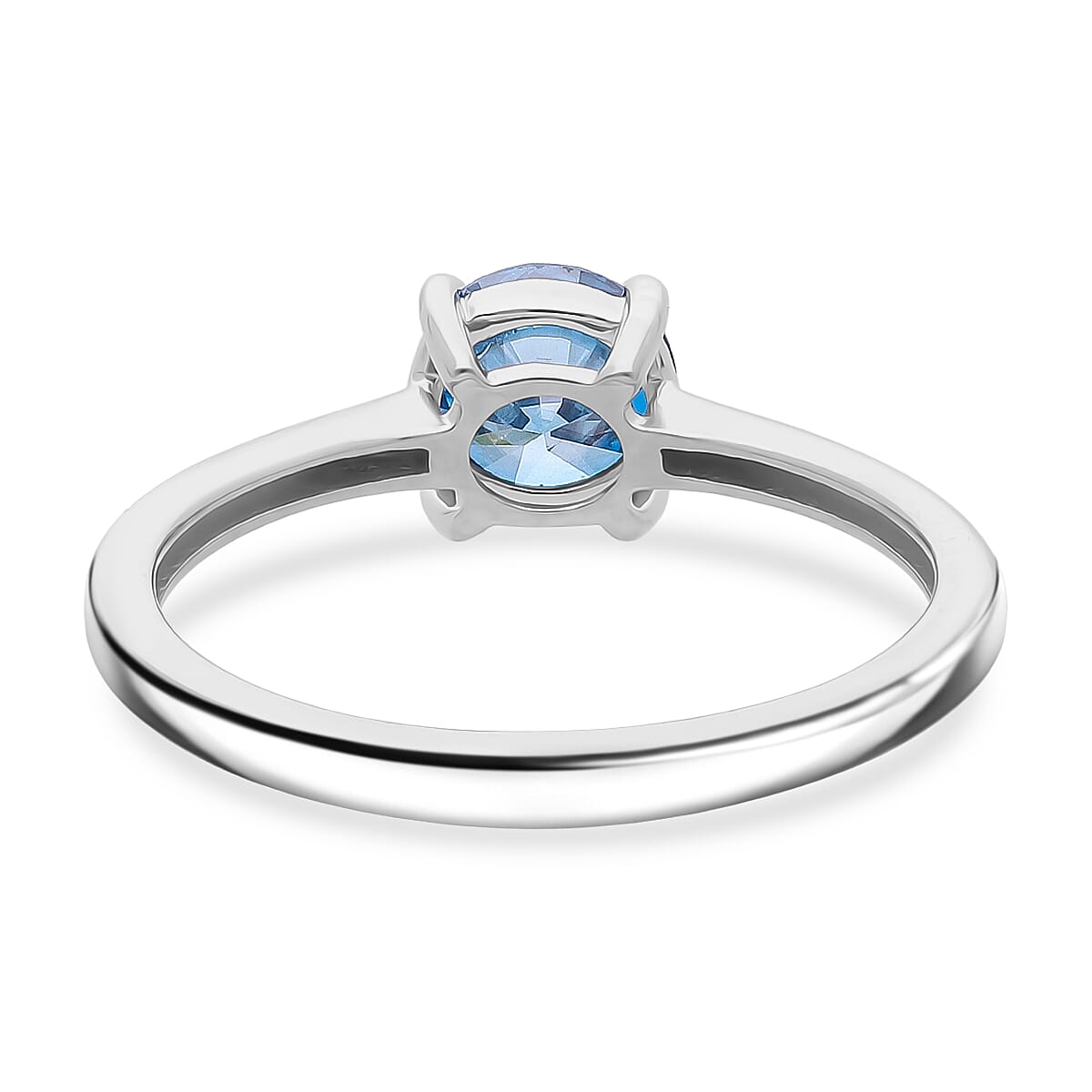 Luxuriant Lab Grown Blue Diamond (SI) Solitaire Ring in Rhodium Overlay Sterling Silver 1.03 Ct.