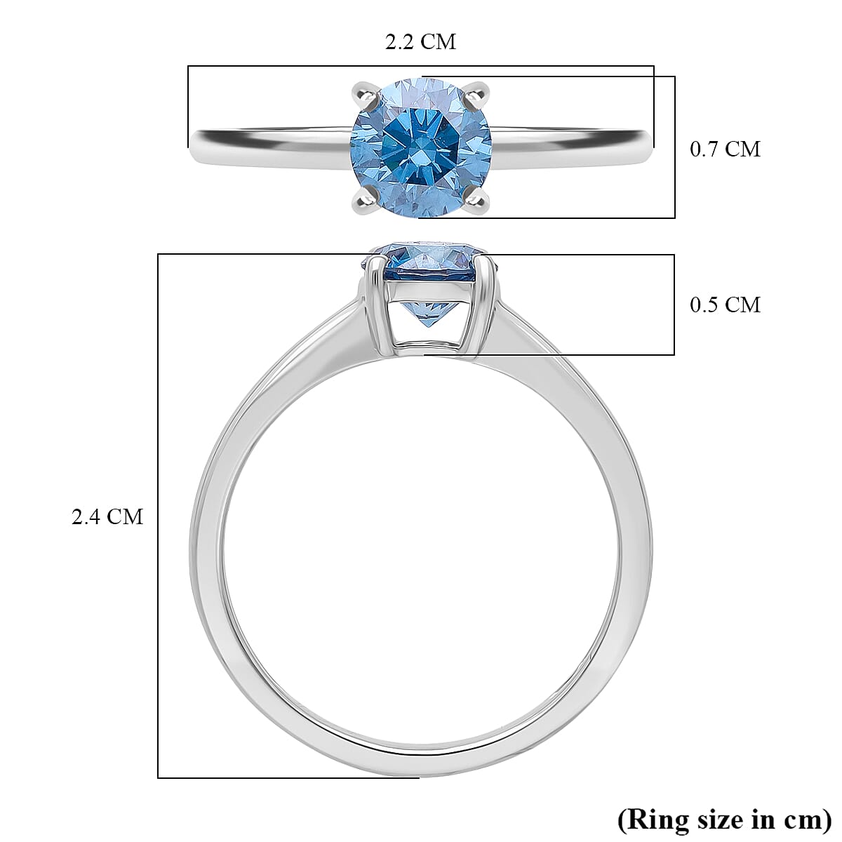 Luxuriant Lab Grown Blue Diamond (VS INTENSE BLUE) Solitaire Ring in Sterling Silver 1.00 Ct.