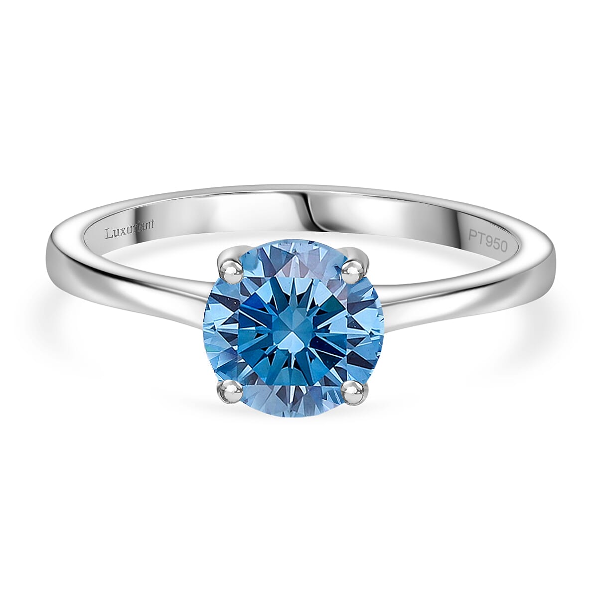 Luxuriant SGL Certified Lab Grown Blue Diamond (SI) Ring in Rhodium Overlay Sterling Silver 2.00 Ct.