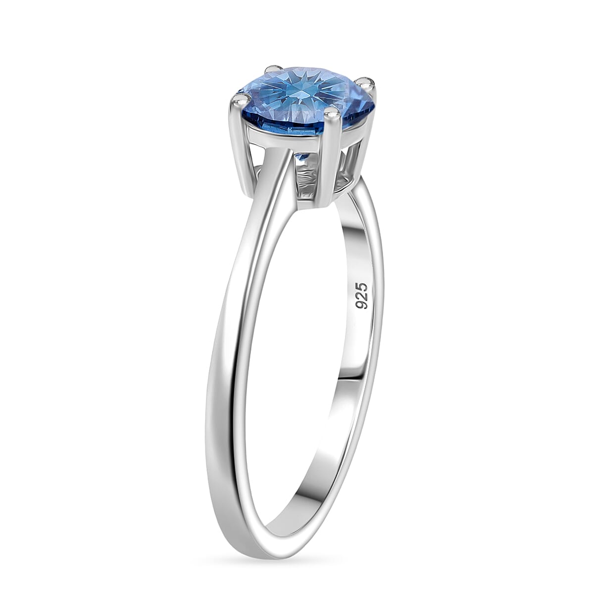 MONSTER DEAL - Luxuriant SGL Certified Lab Grown Blue Diamond (SI Fancy Blue)  Ring in Rhodium Overlay Sterling Silver 2.00 Ct.