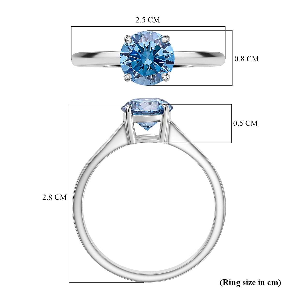MONSTER DEAL - Luxuriant SGL Certified Lab Grown Blue Diamond (SI Fancy Blue)  Ring in Rhodium Overlay Sterling Silver 2.00 Ct.