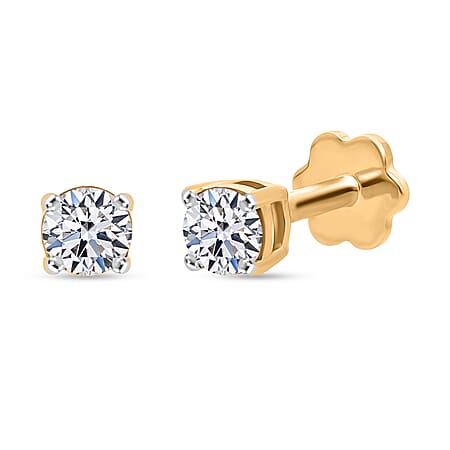 LUXURIANT Lab Grown Diamond Solitaire Earrings in 18K Vermeil Yellow Gold Sterling Silver