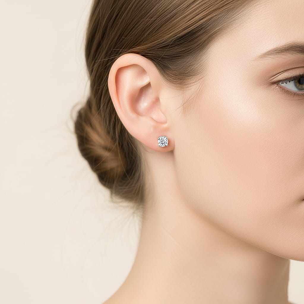 Luxuriant Lab Grown Diamond Earring in Rhodium OverlaySterling Silver  0.350  Ct.