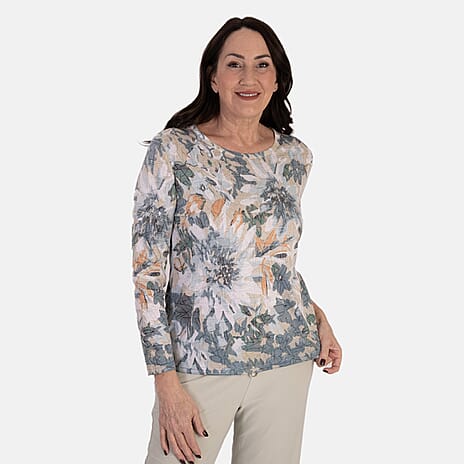 Anamor Printed Long Sleeve Top (Size S) - Mint