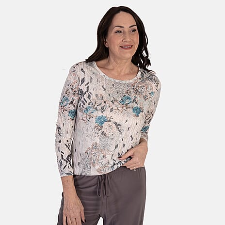 Anamor Printed Long Sleeve Top (Size L) - Mink