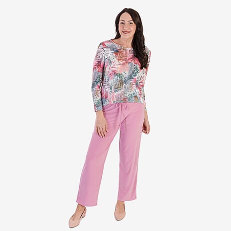 Anamor Printed Long Sleeve Top (Size S) - Dark Pink