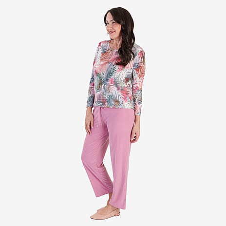 Anamor Printed Long Sleeve Top (Size S) - Dark Pink