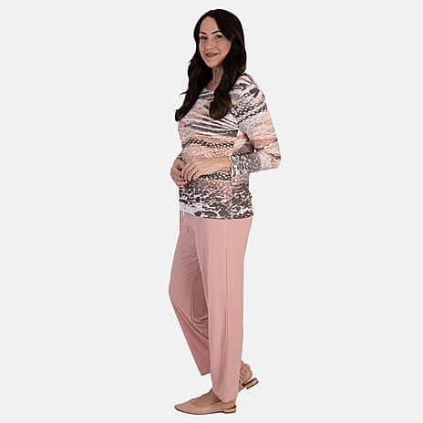 Anamor Printed Long Sleeve Top (Size S) - Peach