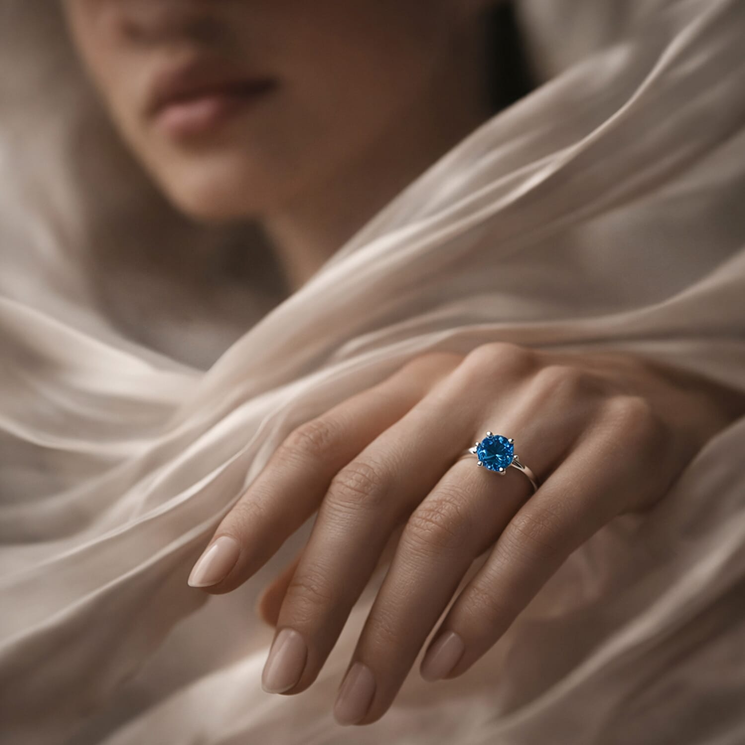 Luxuriant 950 Platinum SGL Certified Lab Grown Blue Diamond (VS) Solitaire Ring 2.00 Ct.