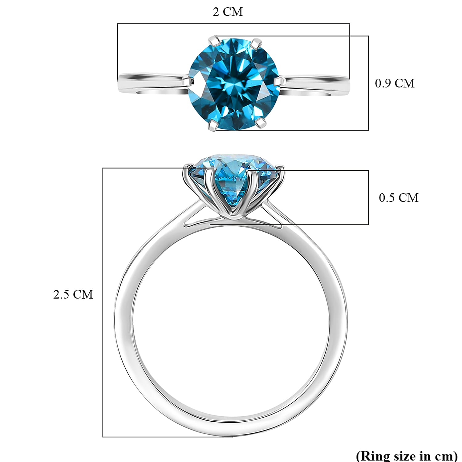 Luxuriant 950 Platinum SGL Certified Lab Grown Blue Diamond (VS) Solitaire Ring 2.00 Ct.