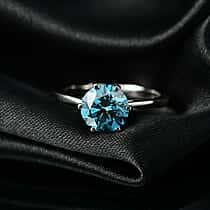 Luxuriant 950 Platinum SGL Certified Lab Grown Blue Diamond (VS-E-F) Solitaire Ring 2.00 Ct.