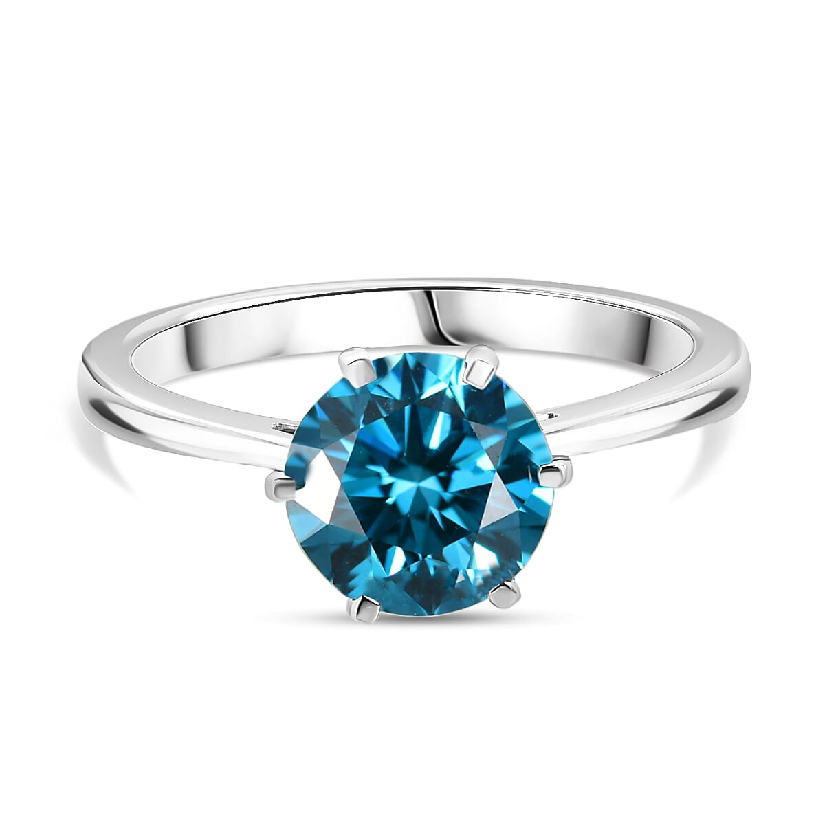 MONSTER DEAL - Luxuriant 950 Platinum SGL Certified Lab Grown Blue Diamond (VS) Solitaire Ring 2.08 Ct.