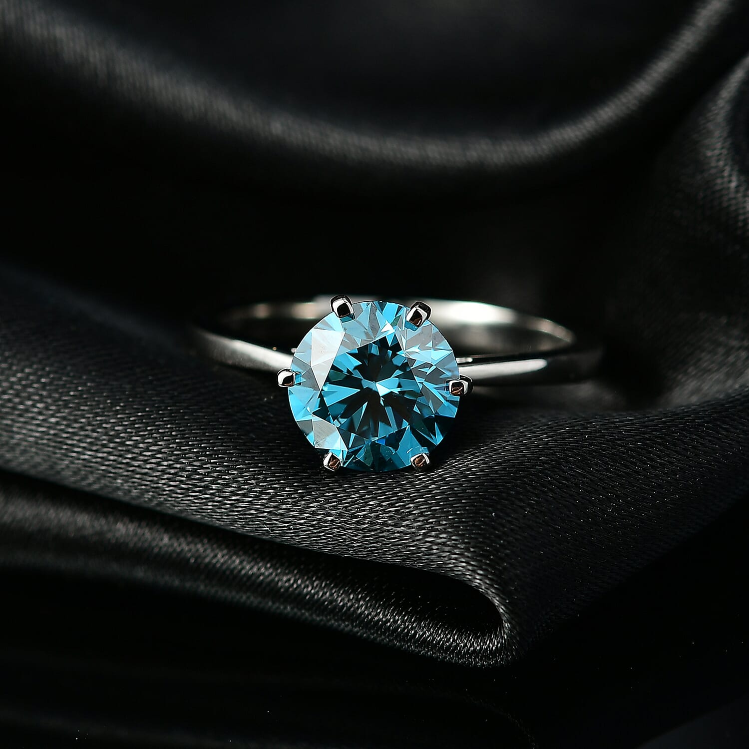 MONSTER DEAL - Luxuriant 950 Platinum SGL Certified Lab Grown Blue Diamond (VS) Solitaire Ring 2.08 Ct.