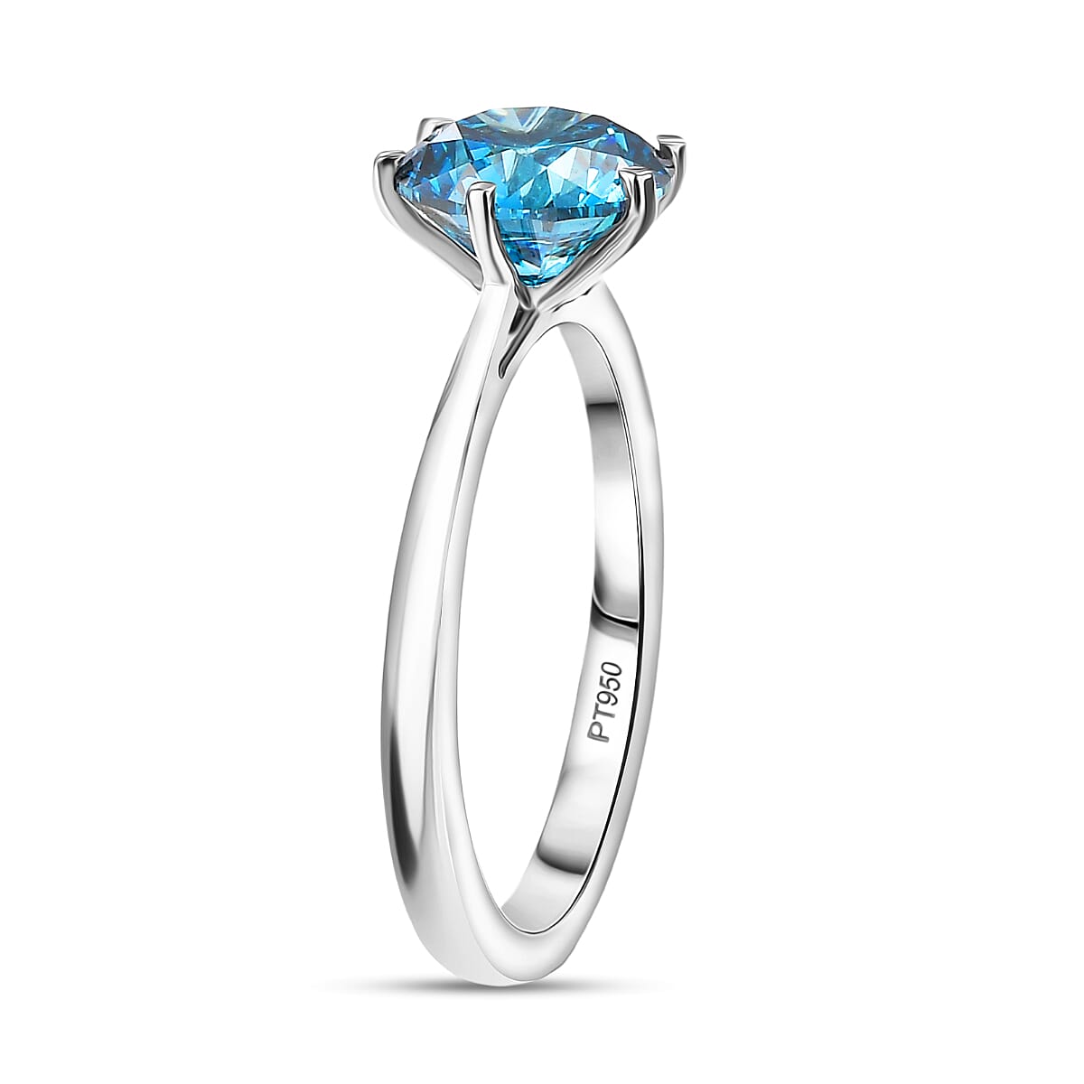 MONSTER DEAL - Luxuriant 950 Platinum SGL Certified Lab Grown Blue Diamond (VS) Solitaire Ring 2.08 Ct.