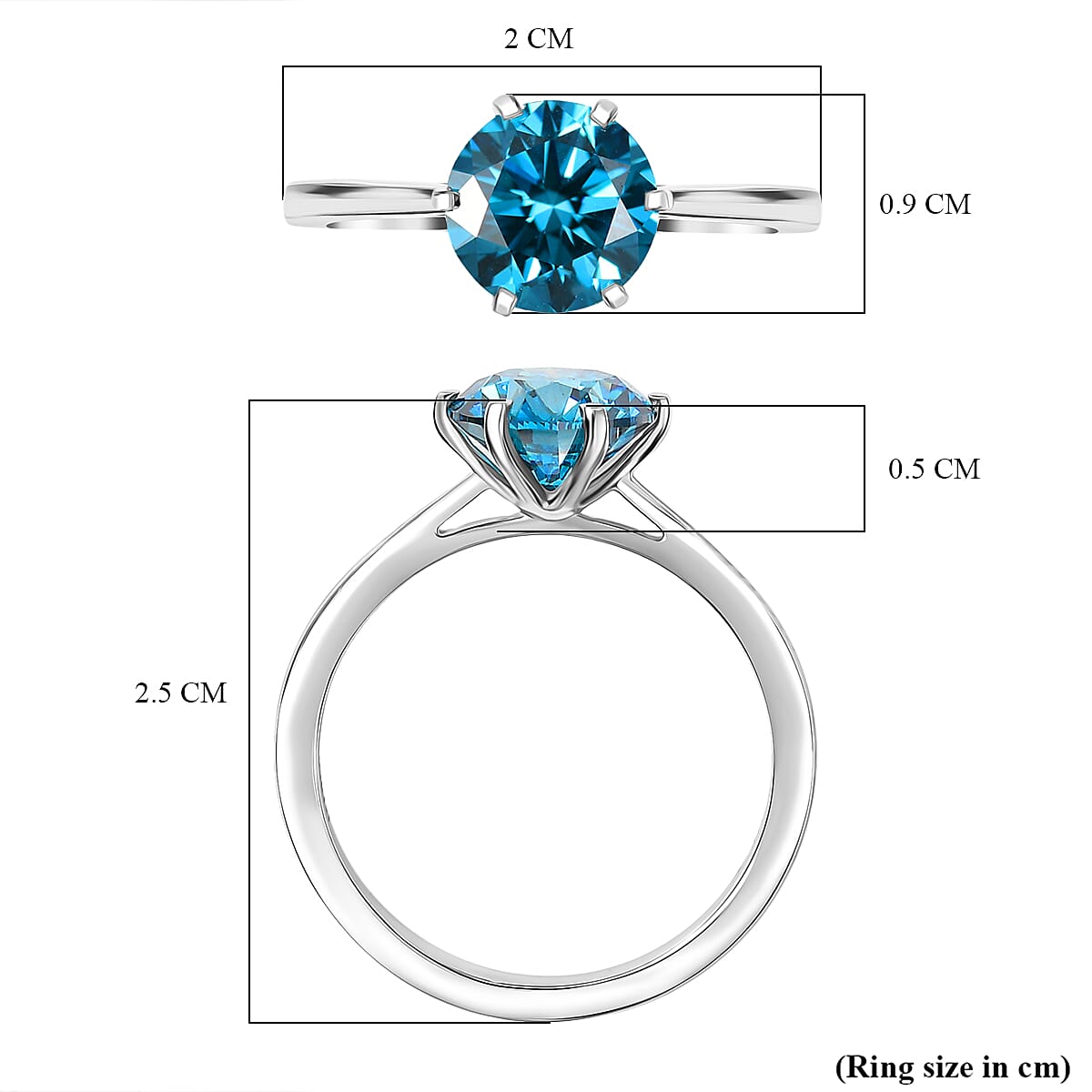 MONSTER DEAL - Luxuriant 950 Platinum SGL Certified Lab Grown Blue Diamond (VS) Solitaire Ring 2.08 Ct.