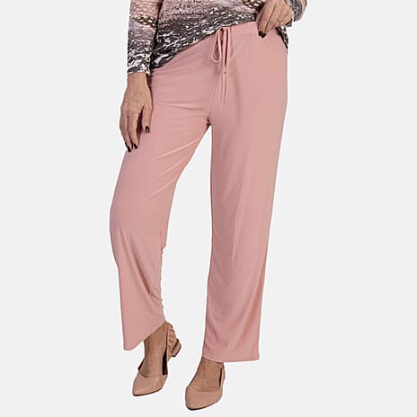 Anamor Ity Ankle Glazer Trouser With Drawstring Waist (Size XL-XXL) - Dark Pink