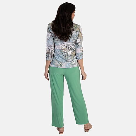 Anamor Printed Long Sleeve Top (Size XL) - Aqua Leaf