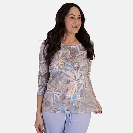 Anamor Printed Long Sleeve Top (Size M) - Blue