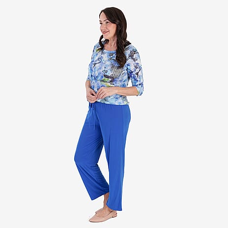 Anamor Ity Ankle Grazer Trouser With Drawstring Waist (Size L-XL) - Cobalt