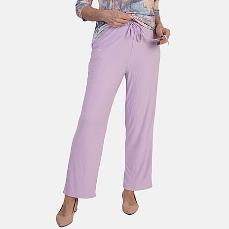 Anamor Ity Ankle Grazer Trouser With Drawstring Waist (Size L-XL) - Lilac