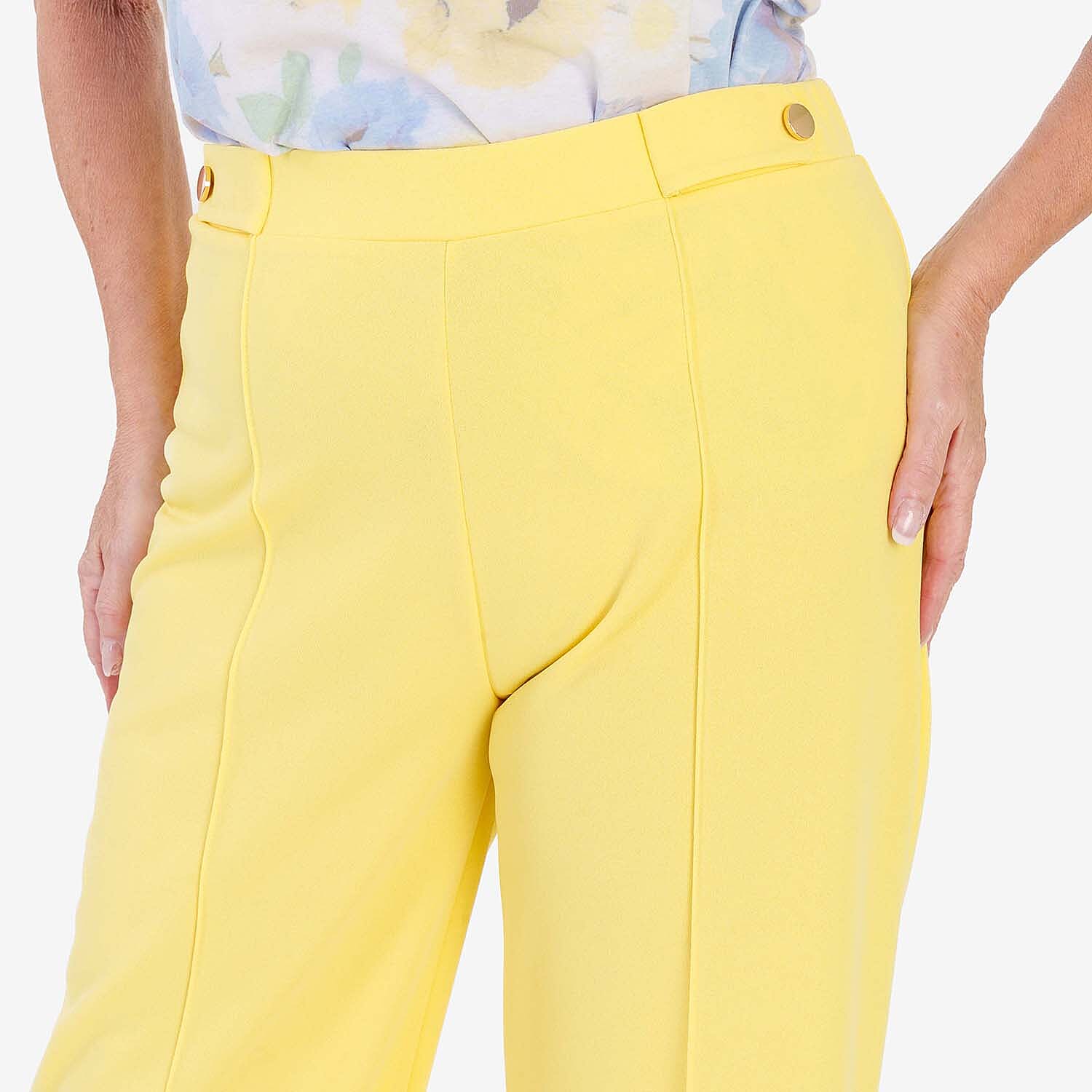 Anamor Crepe Pintuck Wideleg Trousers With Gold Button Detail 