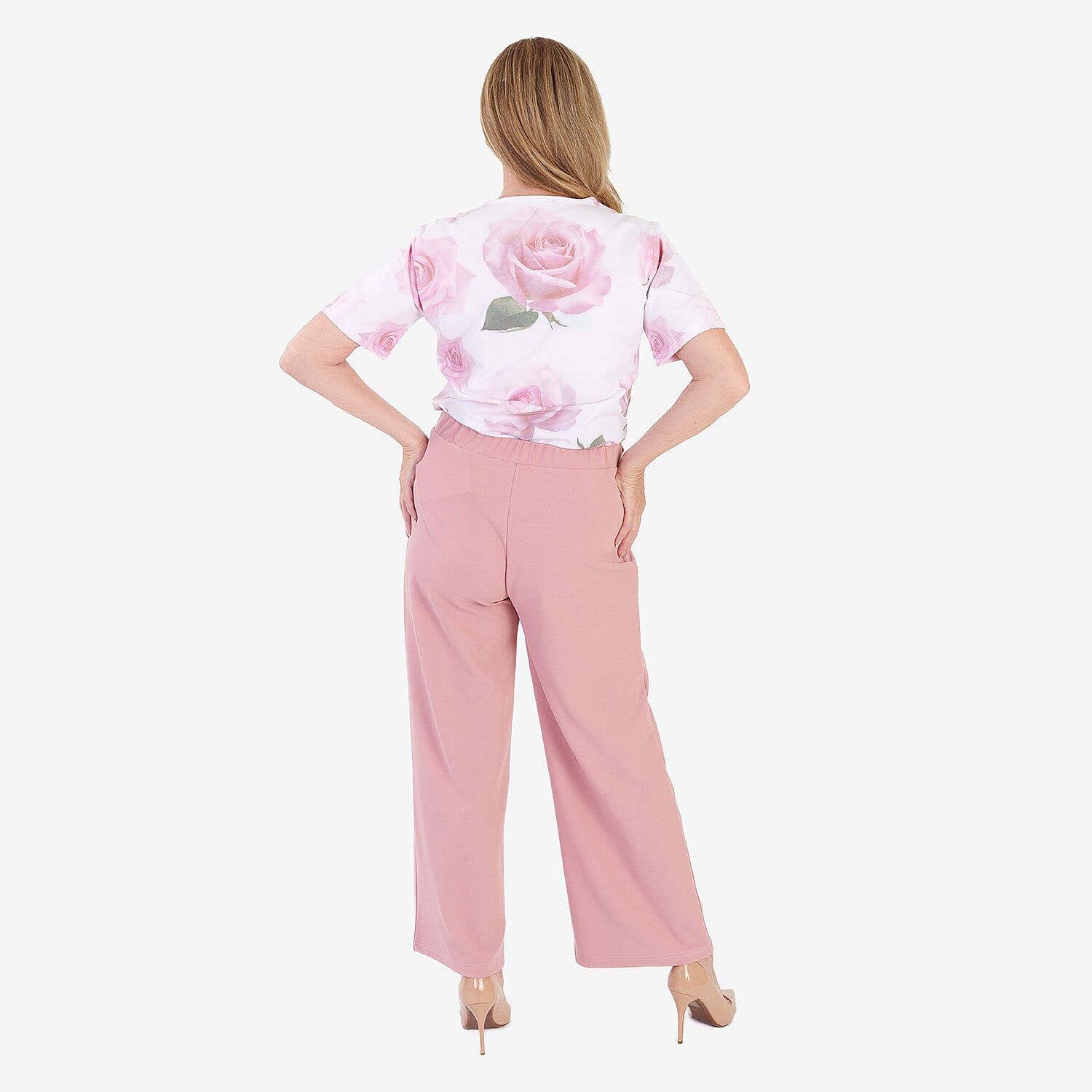 Anamor Crepe Pintuck Wideleg Trousers With Gold Button Detail 