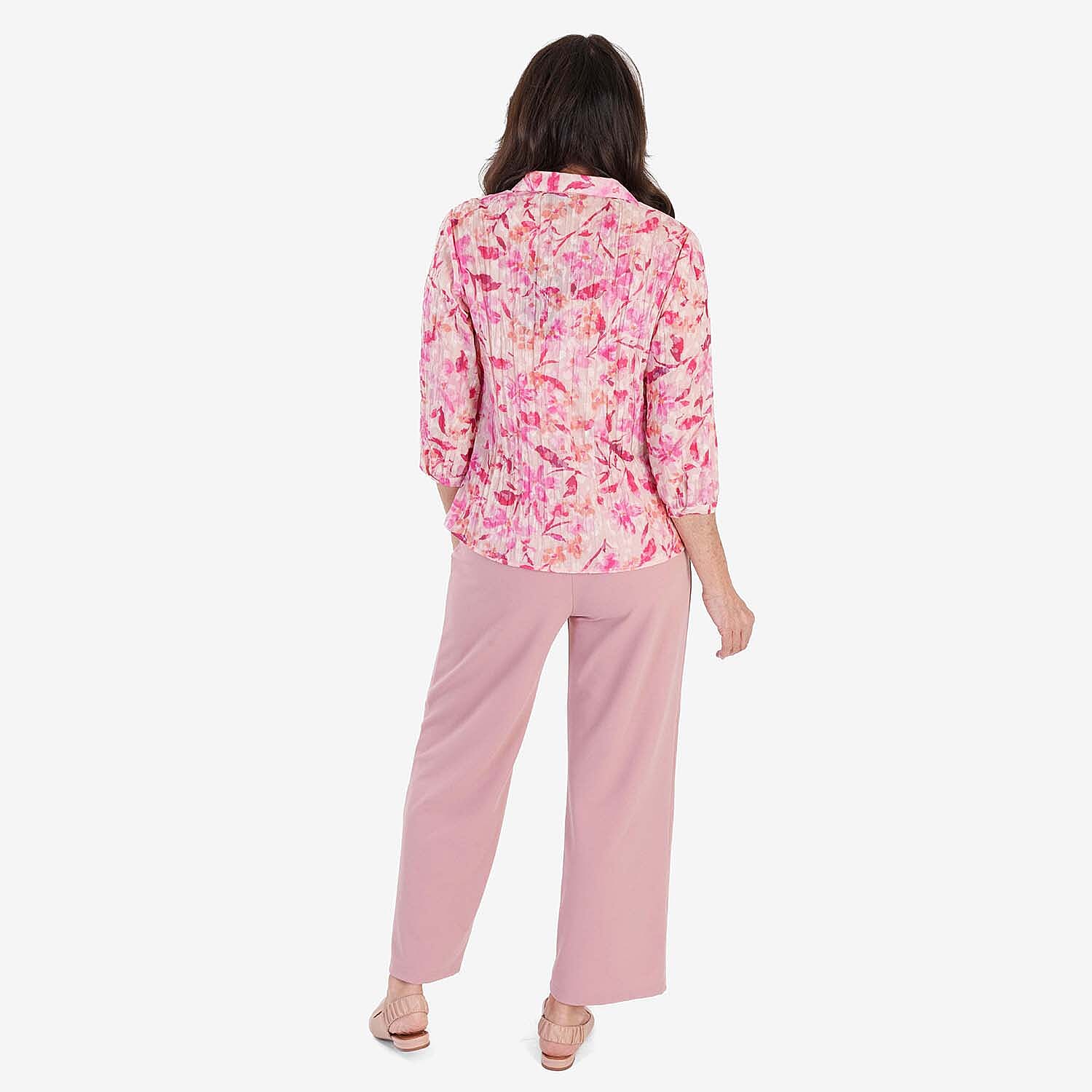 Anamor Crepe Pintuck Wideleg Trousers With Gold Button Detail 