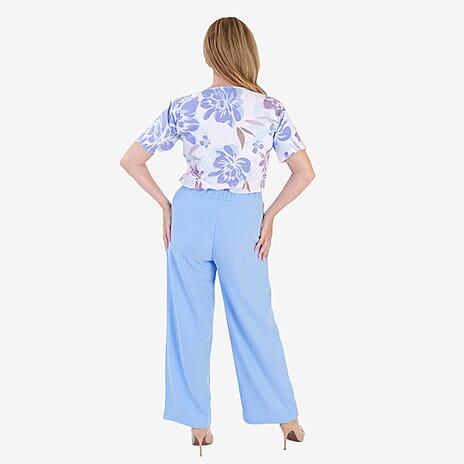 Anamor Scuba Crepe Trousers with Side Lock Gold Button Detail and 27Inch Leg (Size 20) - Lilac