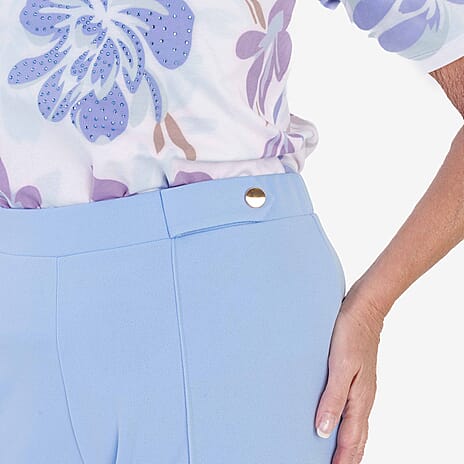Anamor Scuba Crepe Trousers with Side Lock Gold Button Detail and 27Inch Leg (Size 20) - Lilac