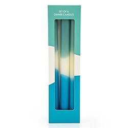 Set of 6 Two-Tone Blue Dinner Candles
