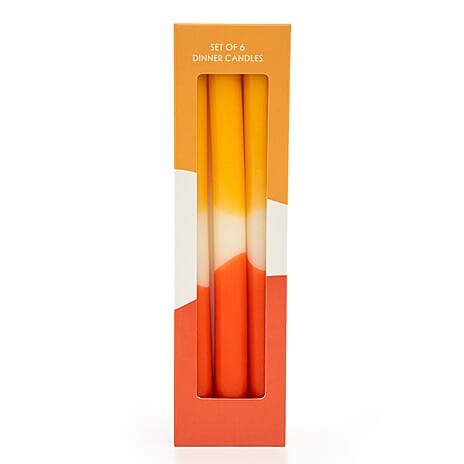 Set of 6 Two-Tone Orange Dinner Candles