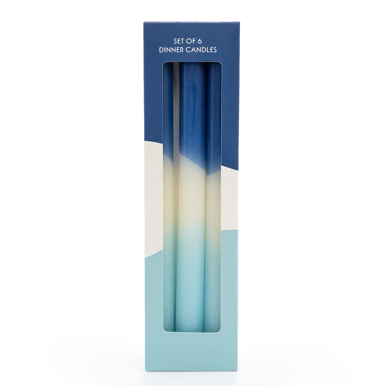 Set of 6 Two-Tone Blue Dinner Candles