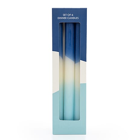Set of 6 Two-Tone Blue Dinner Candles
