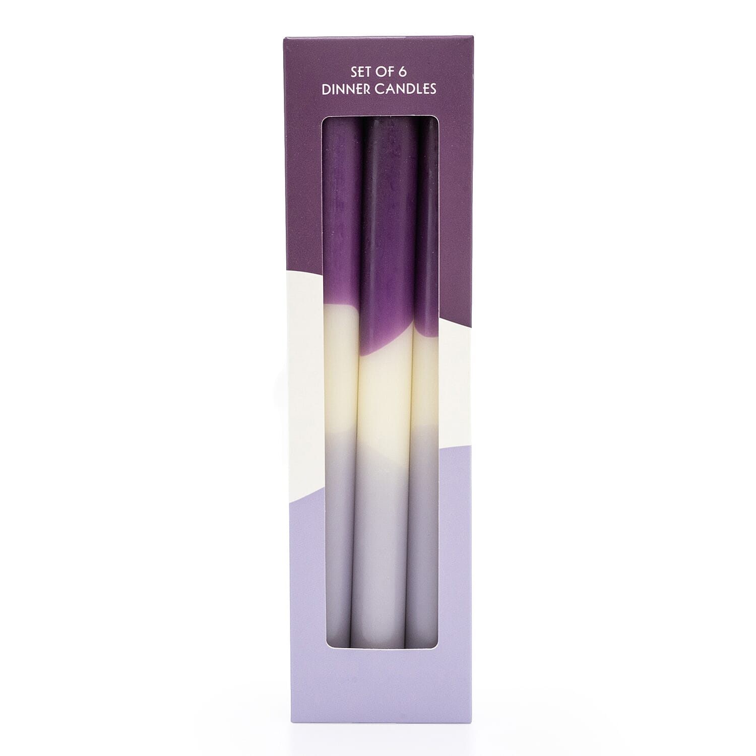 Set of 6 Two-Tone Purple Dinner Candles