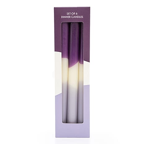 Set of 6 Two-Tone Purple Dinner Candles