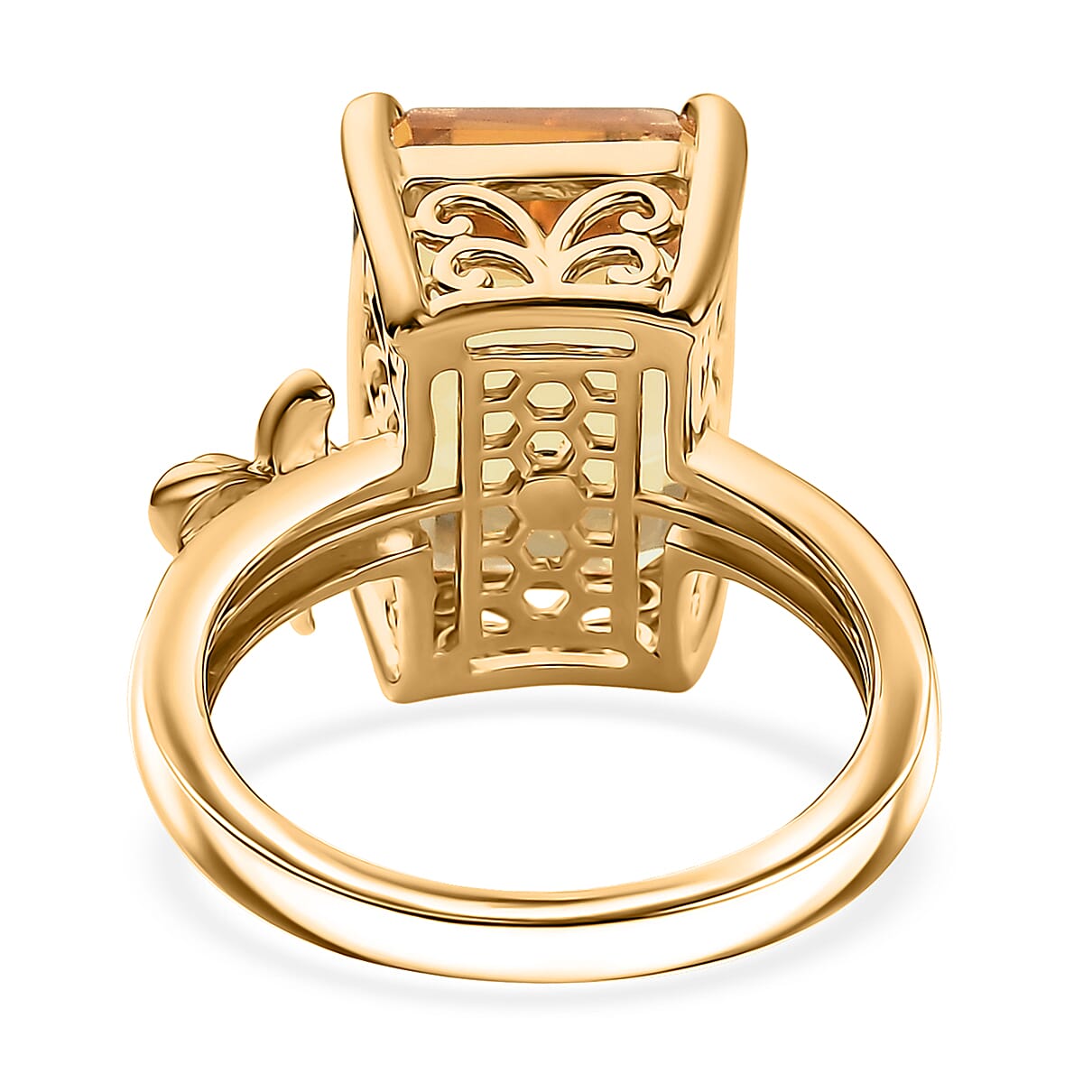 GP - Honeycomb Collection - Citrine & Blue Sapphire Living Creature Ring in 18K Vermeil Yellow Gold Plated Sterling Silver 8.19 Ct.